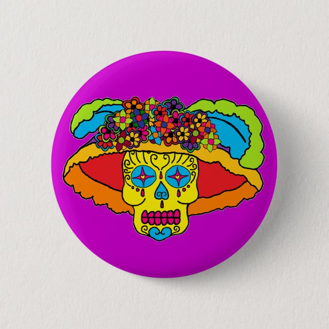Catrina Sugar Skull 6 Cm Round Badge (Front)