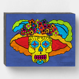 Catrina Sugar Skull Wooden Box Sign