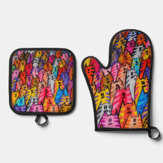 Cats 05 oven mitt & pot holder set