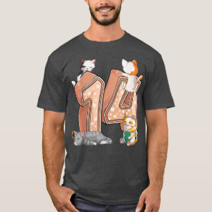 Cats 14th Birthday Party Fourteen 14 Years Old Kit T-Shirt
