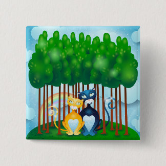 Cats 15 Cm Square Badge