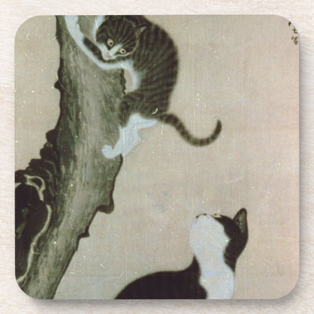 Cats, 17th century (ink on silk) coaster (Front)