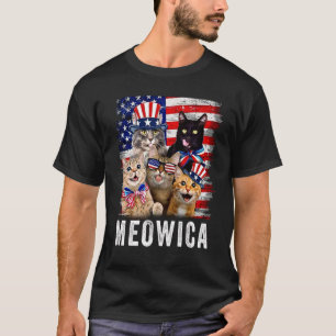 Cats 4th Of July  Meowica Merica Cat Usa American  T-Shirt