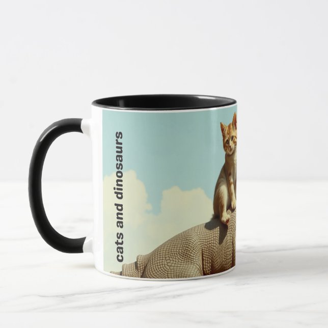 Cats-a-Tonic Cats and Dinosaurs Mug (Left)