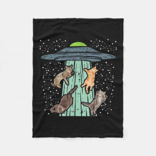 Cats Abducted By Ufo Funny Alien Space Lover Men W Fleece Blanket