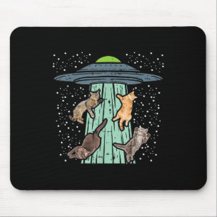 Cats Abducted By Ufo Funny Alien Space Lover Men W Mouse Pad