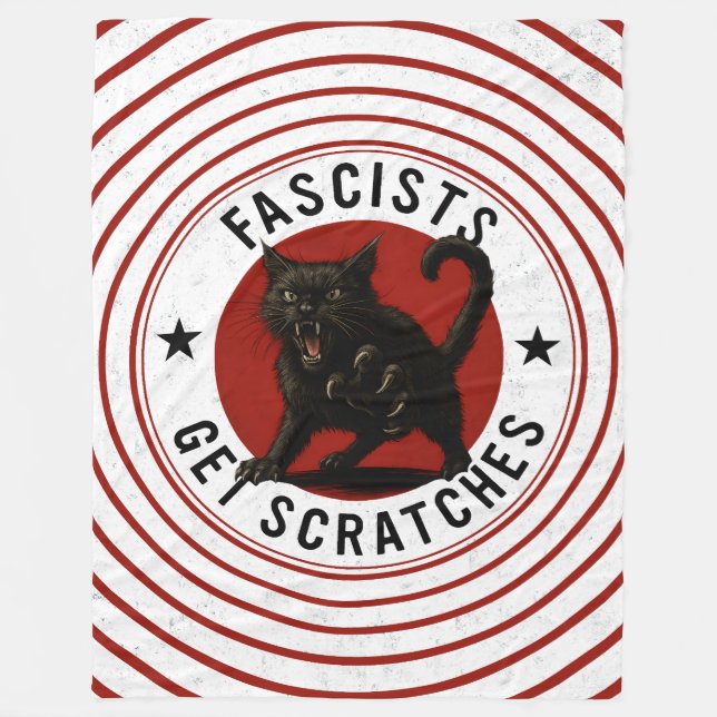 Cats Against Fascists Fleece Blanket (Front)