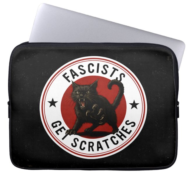 Cats Against Fascists Laptop Sleeve (Front)