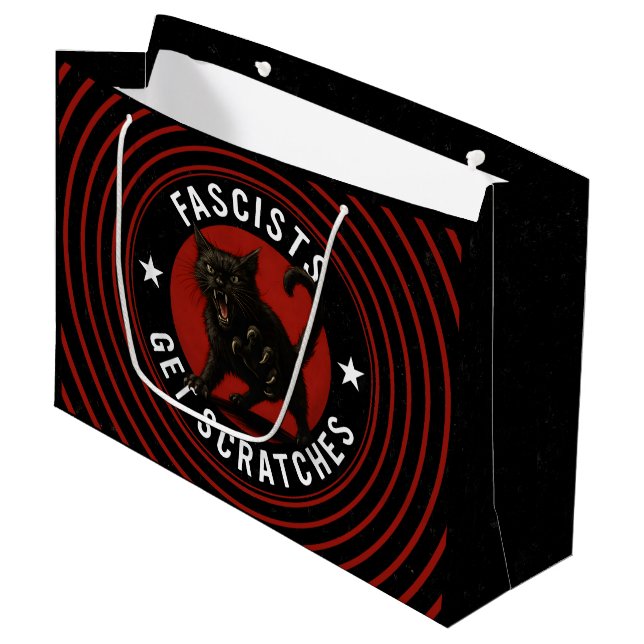 Cats Against Fascists Large Gift Bag (Front Angled)