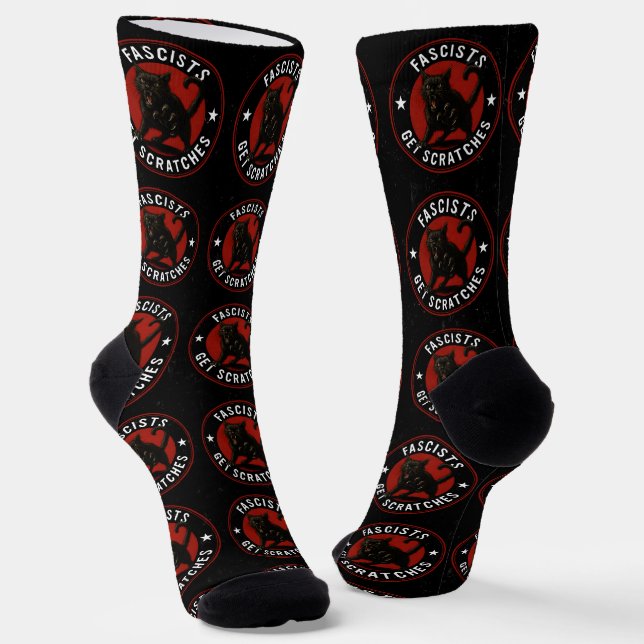 Cats Against Fascists Socks (Angled)