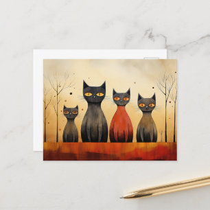 Cats alert, at-attention, AI generated, Postcard