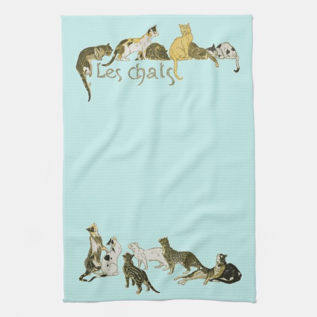 Cats, Alexandre Steinlen Tea Towel (Vertical)