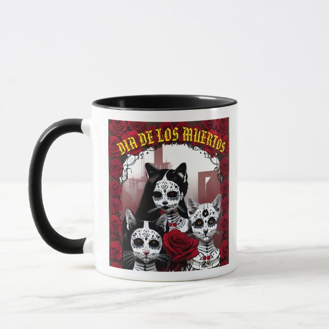 Cats and a rose Muertos 1 Mug (Left)