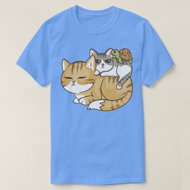 Cats and A Turtle Pile - Cute Kawaii Anime Kawaii  T-Shirt (Design Front)