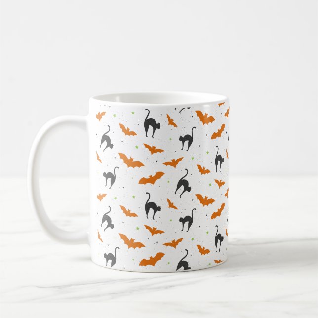 Cats and Bats Halloween Coffee Mug (Left)