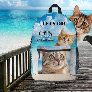 Cats and Beach Colorful Photo Printed Backpack