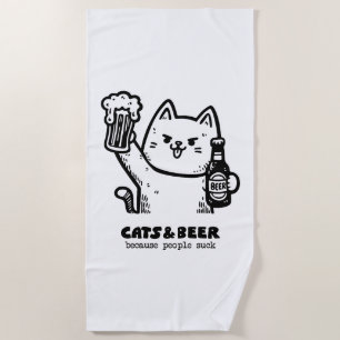 Cats and beer 1 beach towel
