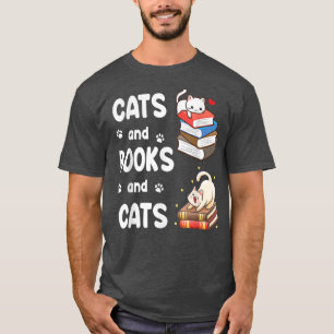 Cats And Books And Cats Happy Daddy Mummy Book Rea T-Shirt