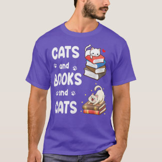Cats And Books And Cats Happy Daddy Mummy Book Rea T-Shirt