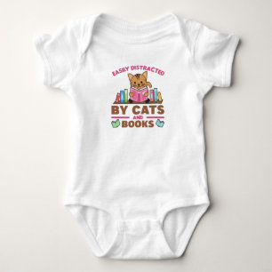 Cats And Books Funny Saying With Book And Cat Baby Bodysuit