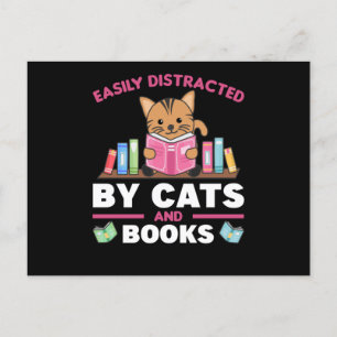 Cats And Books Funny Saying With Book And Cat Postcard