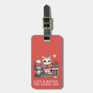 Cats and Books Luggage Tag