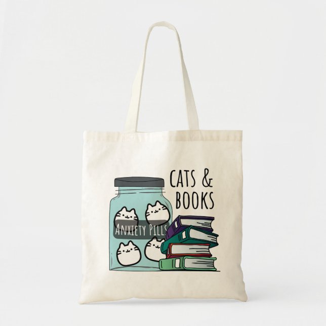 Cats and Books Tote Bag (Front)