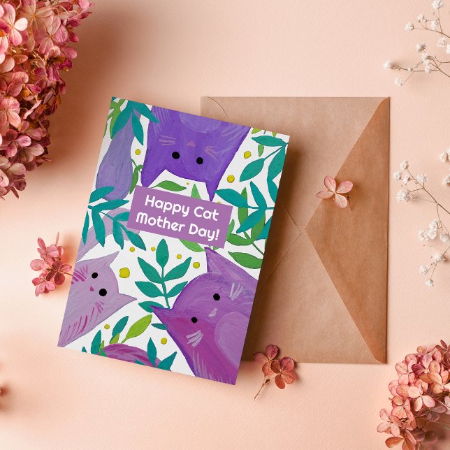 Cats and branches Happy cat mother's day Holiday Card (Creator Uploaded)