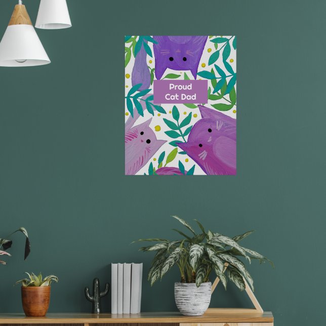 Cats and branches Proud cat dad Poster (Living Room 1)