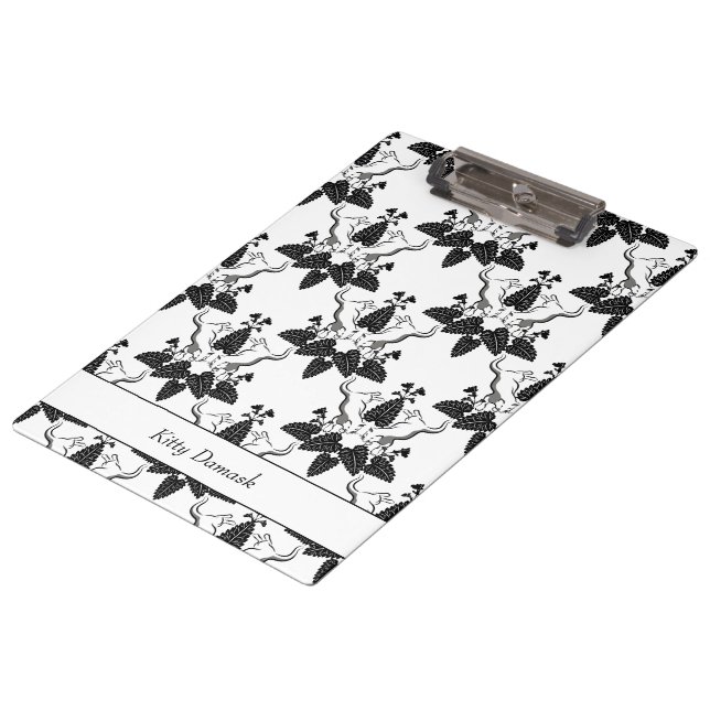 Cats and Catnip Damask Look Pattern Clipboard (Angled)