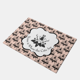 Cats and Catnip Damask Look Pattern Doormat