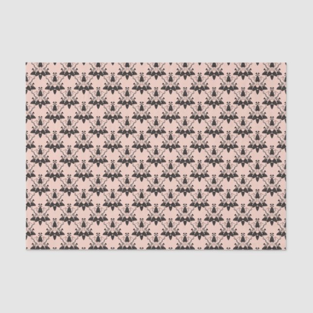 Cats and Catnip Damask Look Pattern Tissue Paper (Front)