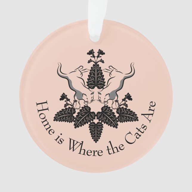 Cats and Catnip Silhouette Graphic Ornament (Front)