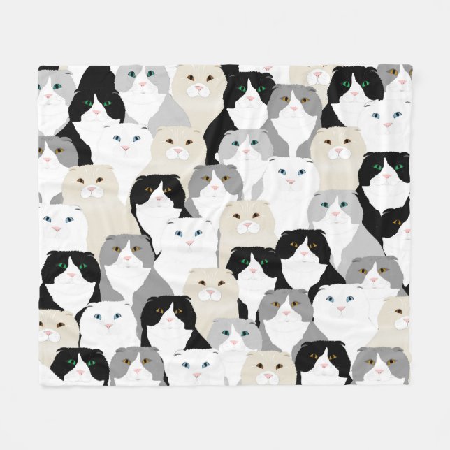 Cats and Cats Fleece Blanket (Front (Horizontal))