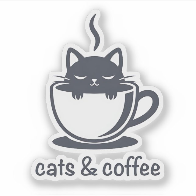 Cats and Coffee Funny Kawaii Noir Feline Aesthetic (Front)