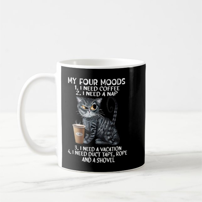 Cats and Coffee, My four Mood, Cat Lovers, Coffee  Coffee Mug (Left)