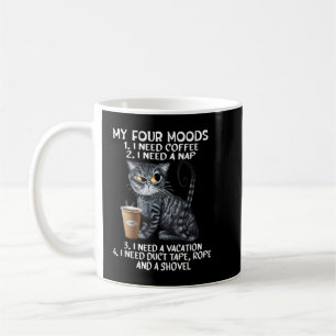 Cats and Coffee, My four Mood, Cat Lovers, Coffee Mug