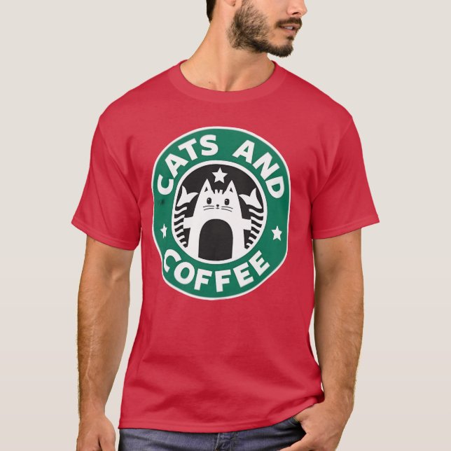Cats and Coffee retro T-Shirt (Front)
