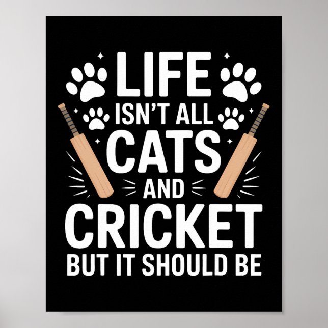 Cats And Cricket Funny Cricket  Poster (Front)