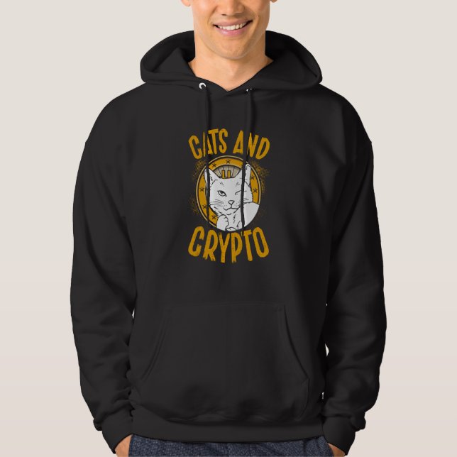 Cats And Crypto Cryptocurrency Blockchain Trader F Hoodie (Front)