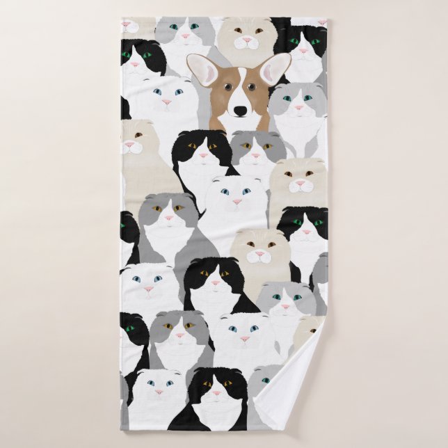 Cats and Dog Bath Towel (Bath Towel)