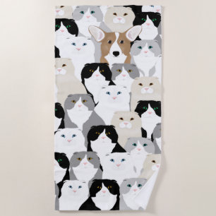 Cats and Dog Beach Towel