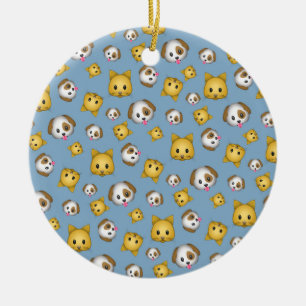 Cats and Dogs Emoji Pattern Ceramic Tree Decoration