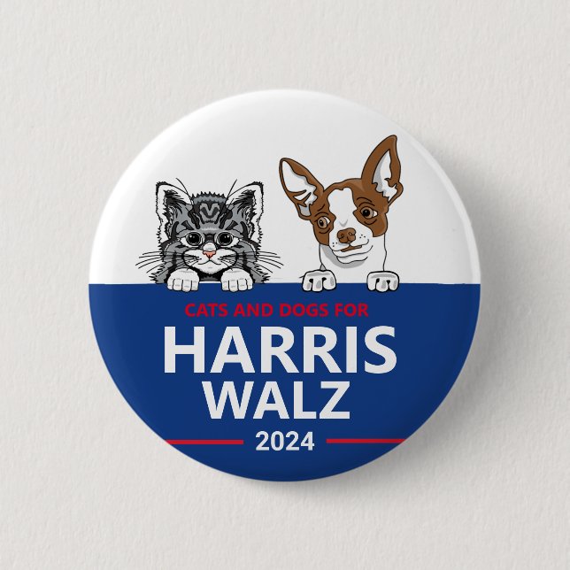Cats and Dogs for Harris Walz 6 Cm Round Badge (Front)