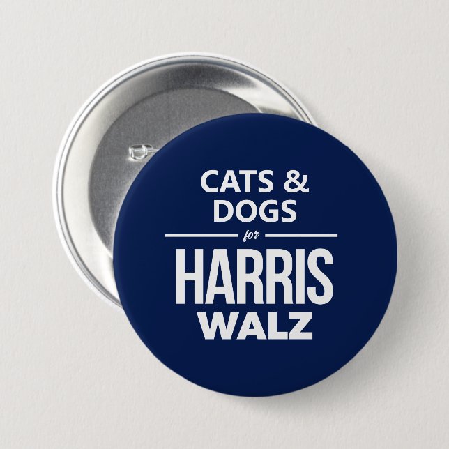 Cats and Dogs for Harris Walz 7.5 Cm Round Badge (Front & Back)