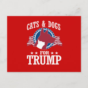 CATS AND DOGS FOR TRUMP POSTCARD