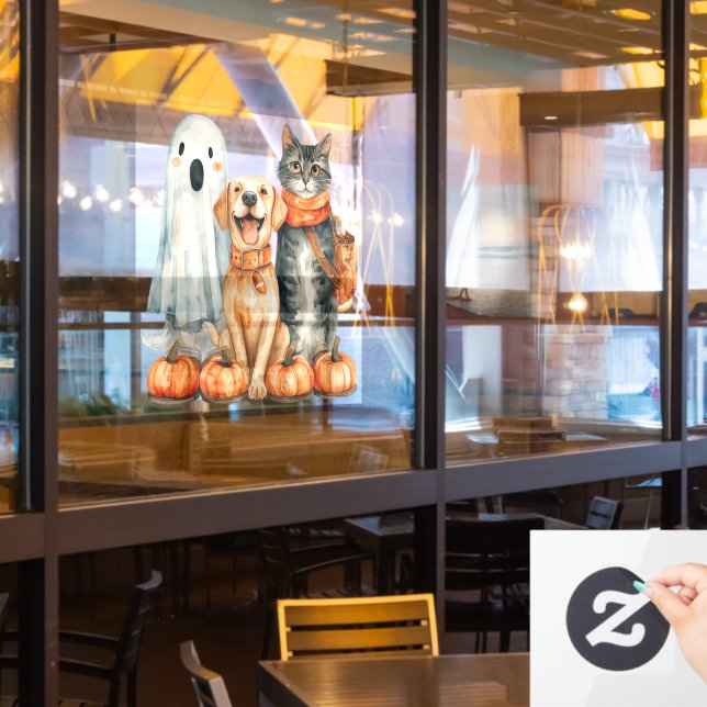 Cats and Dogs Halloween Window Cling (Restaurant Window)