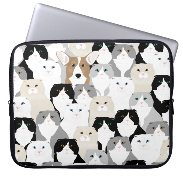 Cats and Dogs Neoprene Laptop Sleeve (Front)