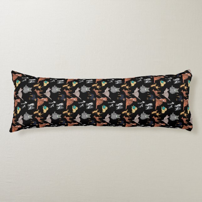 Cats And Dogs Pattern Design On Black  Body Cushion (Front)