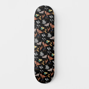 Cats And Dogs Pattern Design On Black  Skateboard